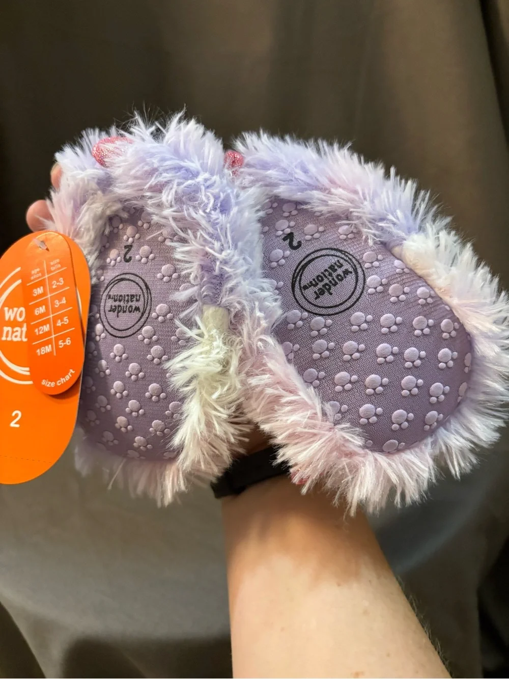 NWT wonder nation Pastel monster Slippers in Pink and Lavender sku TR size 2 (3M